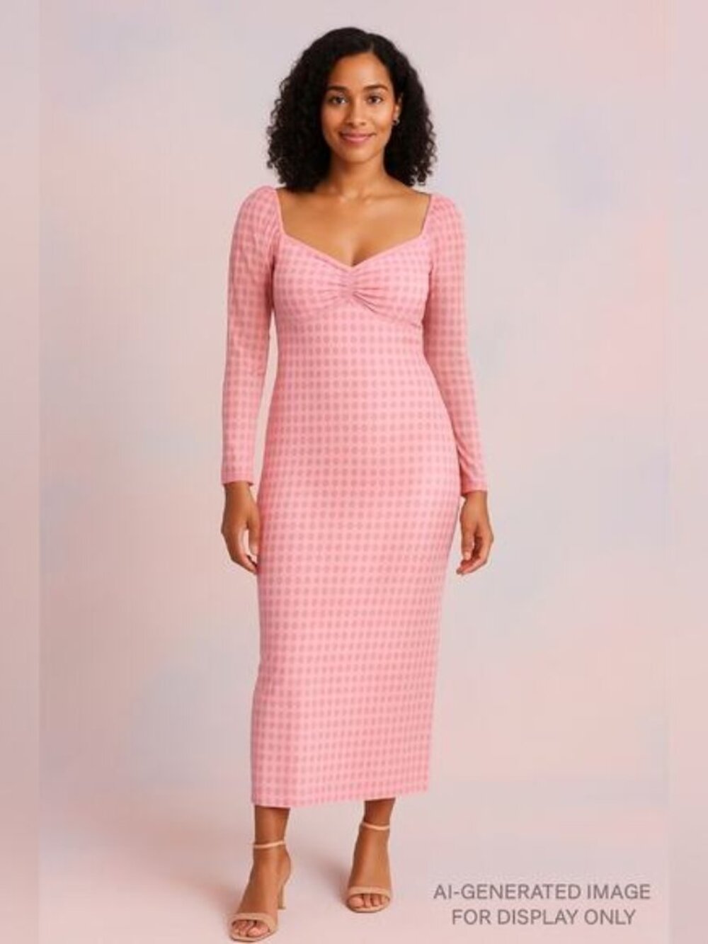 Pink Polka Dot Mesh Midi Dress – Size L (House of Aama x Target)